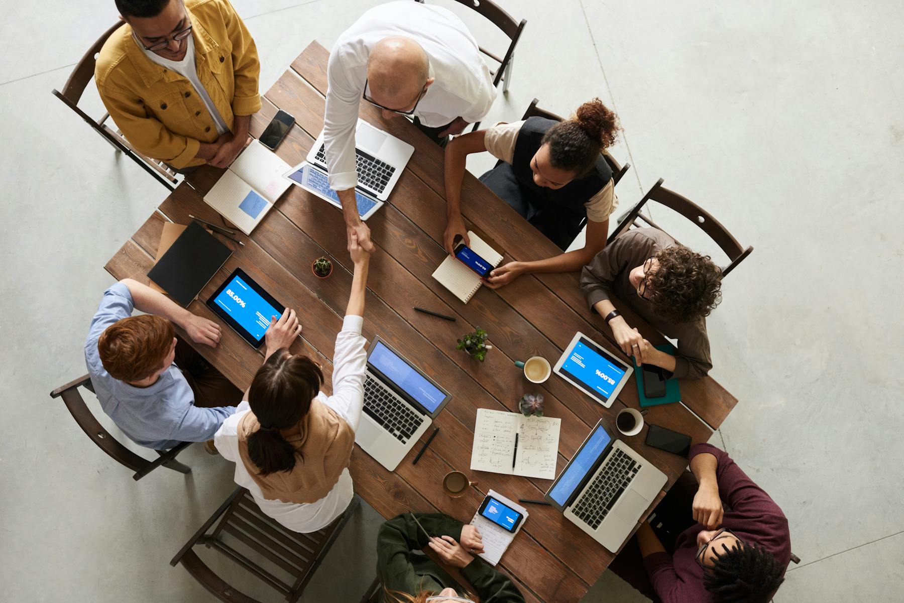 PR team at newsroom desk